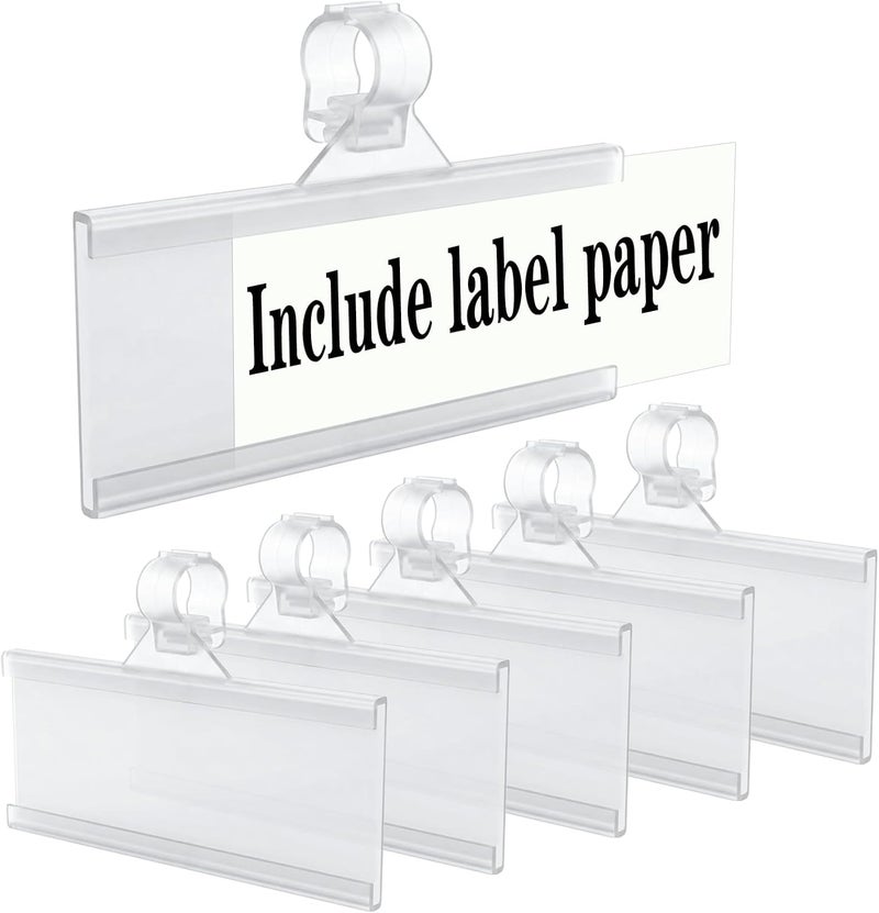 ELEMGULY Wire Shelf Label Holder, 70PCS Plastic Basket Label Holders with Tight Snap Lock, Reusable Bins Basket Labels Clip with Paper Label Inserts for Home Market Office (3 x 1.38 Inch) - Image 1